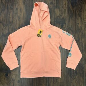 NWT Carhartt Girls Youth LS Pink Hoodie Sweatshirt Medium TS7057-G